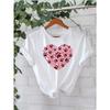 European Size Women's Valentine's Day Heart Print Short Sleeve T-Shirt - Casual Spring Summer Blouse