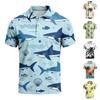 Men's Hawaiian Style Polo Shirt Loose Fit Casual Vacation Short Sleeve Top with Tropical Pineapple and Palm Leaf Print