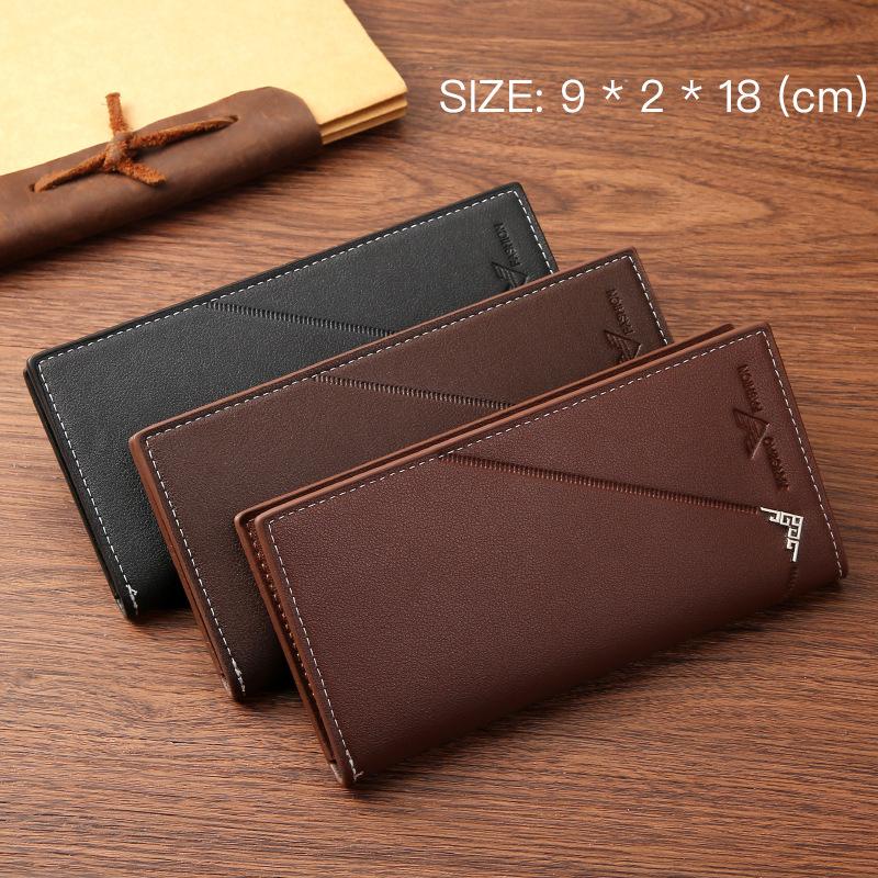 Men's Premium Long Wallet Soft Leather Business Card Holder with 12 Slots Zippered Pocket Slim RFID Protection
