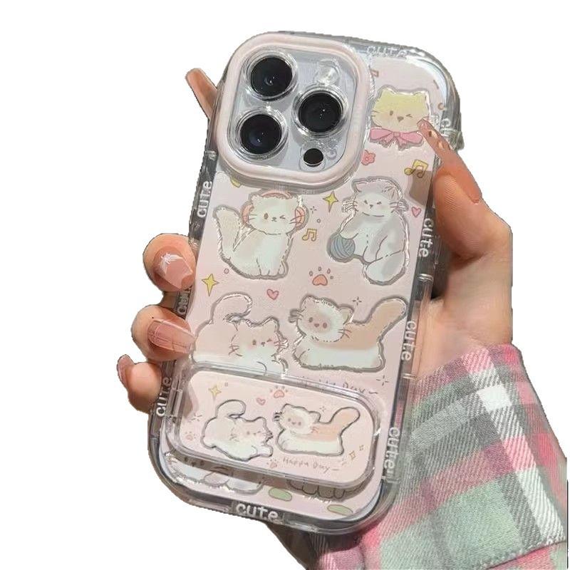 Play cat apple 17promax mobile phone case cartoon cute 16 advanced sense cute 15 protective case bracket case
