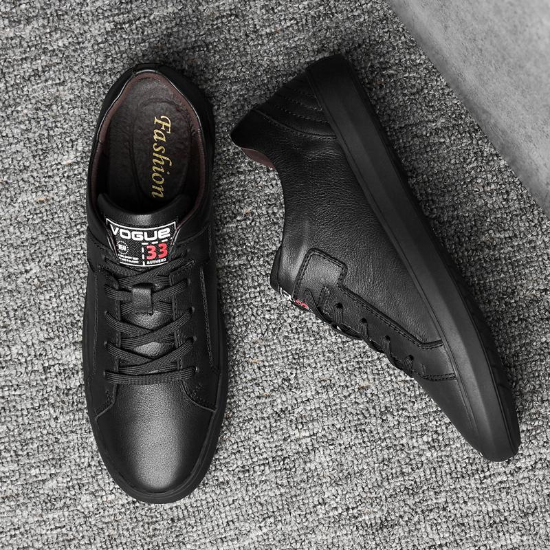 Fashion Luxury Brand Men Shoes Genuine Leather Men Sneakers Solid Color Casual Shoes Male Vulcanize Shoes Comfortable Mens Flats
