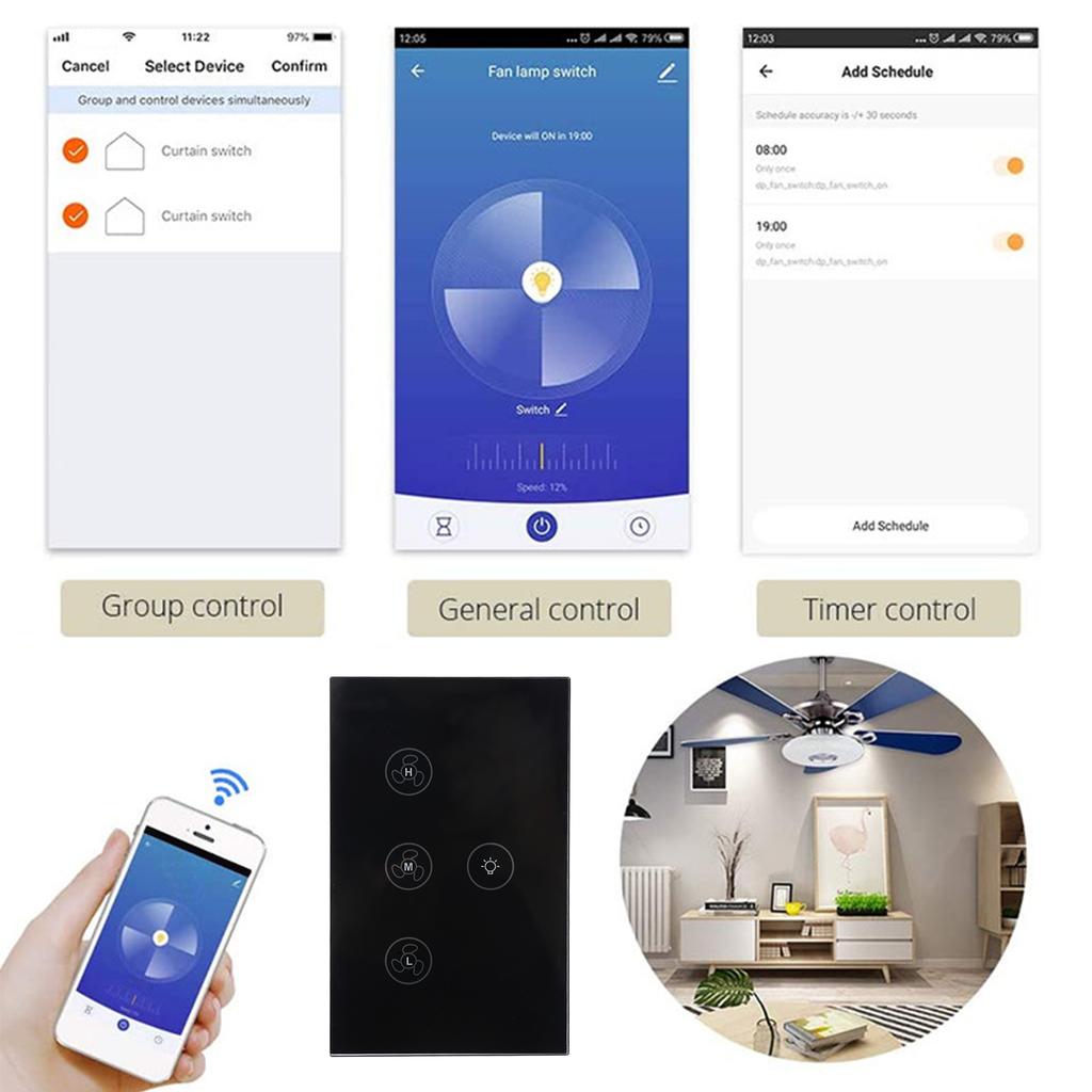 Smart WiFi   Fan Lamp Touch   Voice Control Compatible for   Home