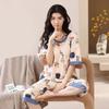 Summer Pure Cotton Pajamas Women's Pullover Sweet Casual Short-sleeved Cropped Pants Can Be Worn Outside Loungewear Student Dormitory Set