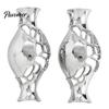 Fashionable Hollow Winding Line Earrings 1 Pair Flower Vase for Women, Retro Metal Shape Silver Metallic Dangle Earrings, DIY Bouquets Floral