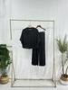 Women's Retro Frog Button Long Sleeve Top & Pantsuit - Miyake Two-Piece Set for Autumn
