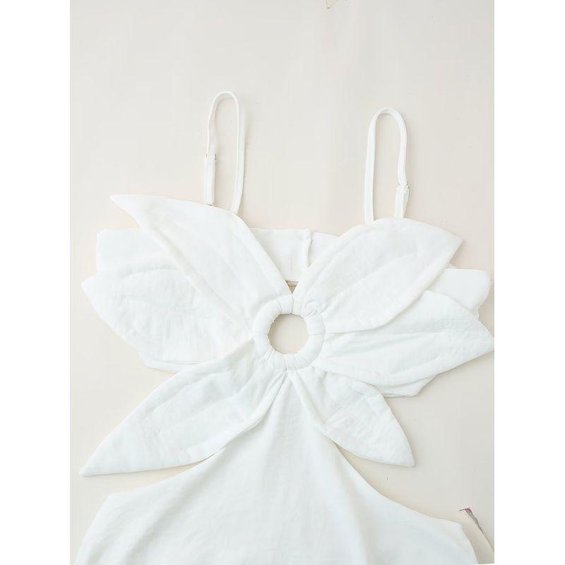 Kaslead New Arrival Women's Clothing Fashion Style Casual Minimalist Three-Dimensional Flower Laminated Midriff Outfit Sling Dress