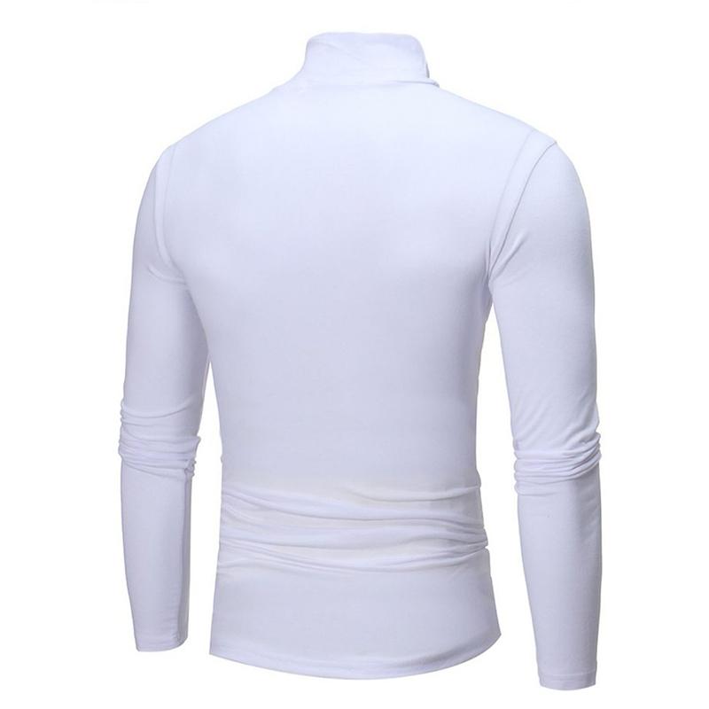 Spring and Autumn Men's Slim Fit Stand Up Collar Base Shirt, High Neck Long Sleeved T-shirt, Casual Versatile Solid Color Pullover