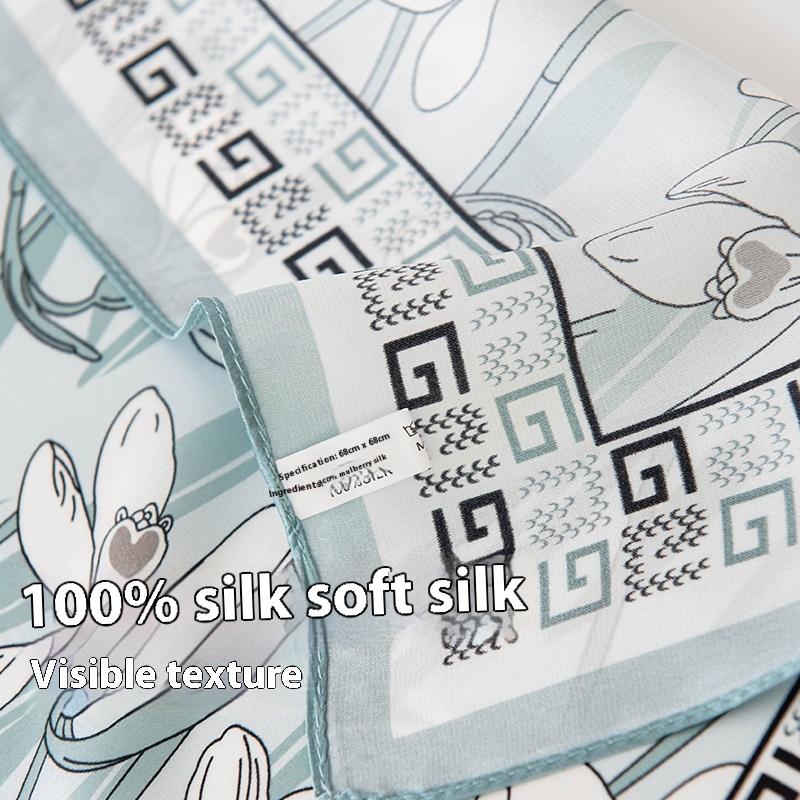 Literary small floral summer 100%  mulberry silk shawl age-reducing fashion neck protection professional scarf