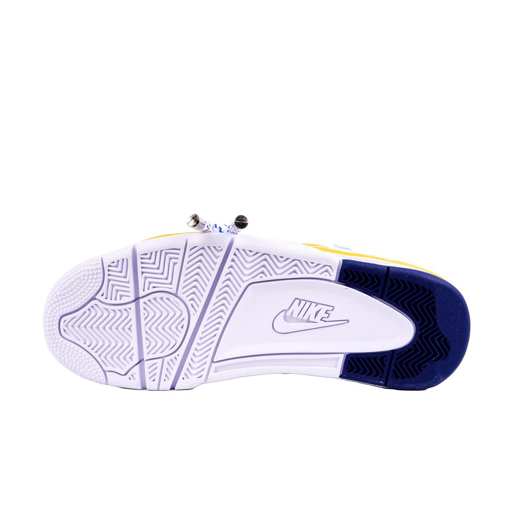 Nike Flight Legacy Slip Resistant Abrasion Resistant Mid top Vintage Basketball Shoes Men's White Blue BQ4212-102(Team626-)