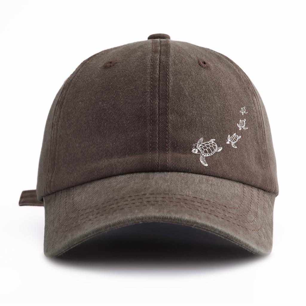 1 Stück gewaschene Baseballkappe mit Schildkrötenmuster für Erwachsene, minimalistischer Retro-Stil, lässige, weiche, verstellbare Dad-Kappe, perfekt als Geschenk