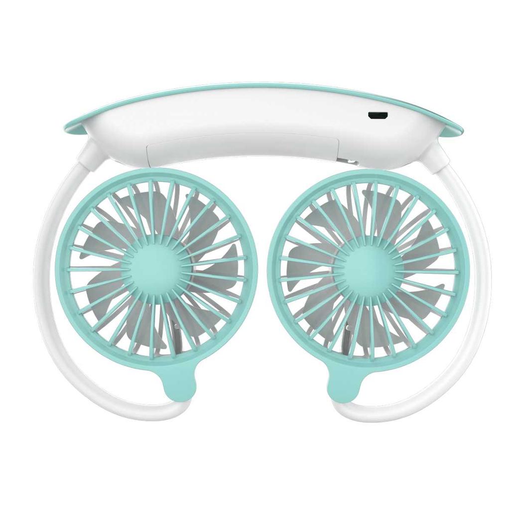 1PC Neck Cooling Fan USB Rechargeable Mini Portable  Outdoor Folding Neck Dual Ceiling Fan 3-speed Adjustable For Outdoor Indoor