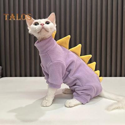 Oblečení pro kočky dinosaurů Zimní Sphynx Kočičí pyžamo Kostým Měkká fleecová teplá kočičí bunda pro vnitřní bezsrsté kočky