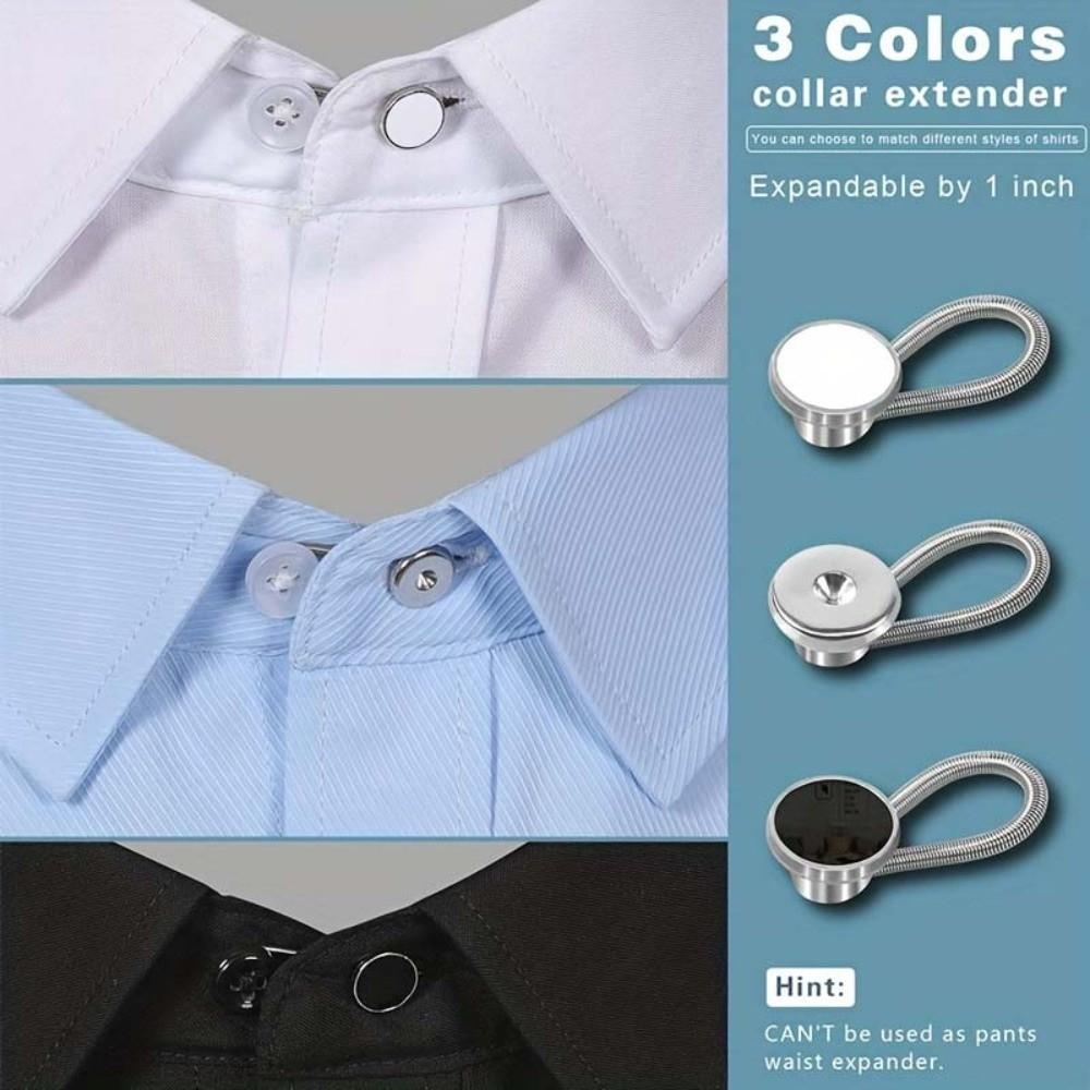 10pcs 10Pcs Set Collar Extenders Elastic Loop Dress Shirt Clips Shirt Cuff Button Flex Office Work