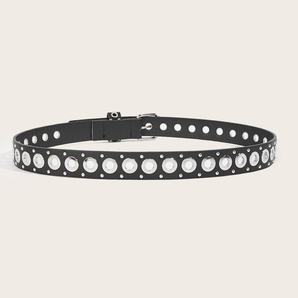 Minimalist Punk Style Pu Belt With Rivet Detailing For Casual Wear 2024