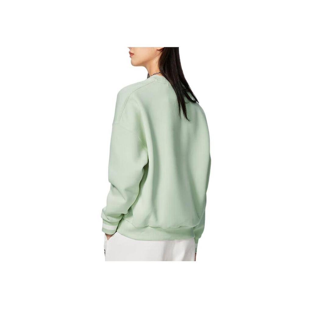 Li-Ning Sports Trend Series Floral Print Crew Neck Pullover Sweatshirt Women Tops Turquoise White AWDS918-2
