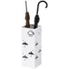 Steel Umbrella Stand With Drip Tray Hooks For Folding Umbrellas And Decorative Design 15.5x15.5x41 Cm White