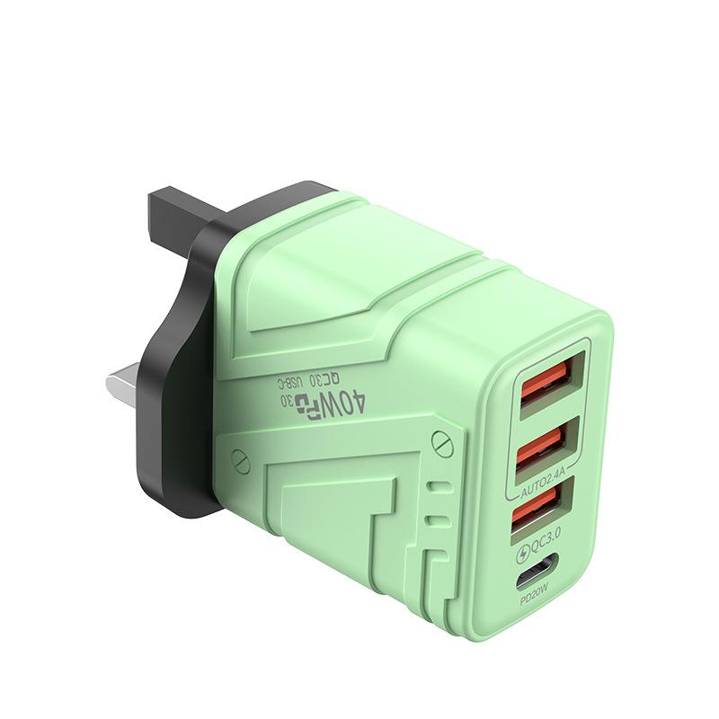 QGeeM 40W 3USB + Type C Phone Charger PD Quick Charging USB Type C Charger Adapter For Iphone Huawei Xiaomi