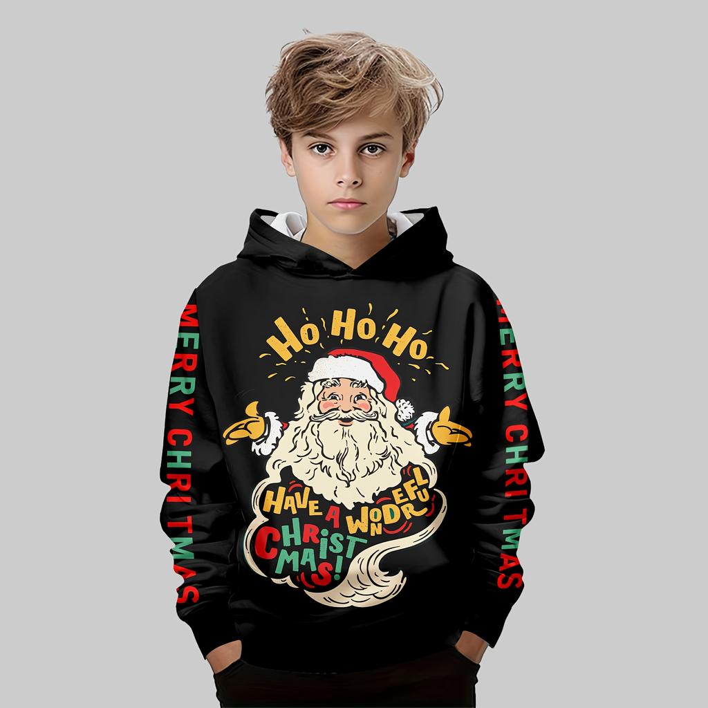 Kids Clothes Funny Christmas Hoodies Reindeer Santa Claus Long Sleeve Thin Sweatshirt for Boys Girls Xmas Gift for Children Top