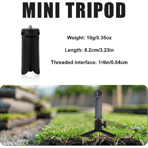 Mini Tripod for DJI Osmo Pocket 3 & 2, Portable Stand Black Mount Compatible with Osmo Pocket 3 & 2