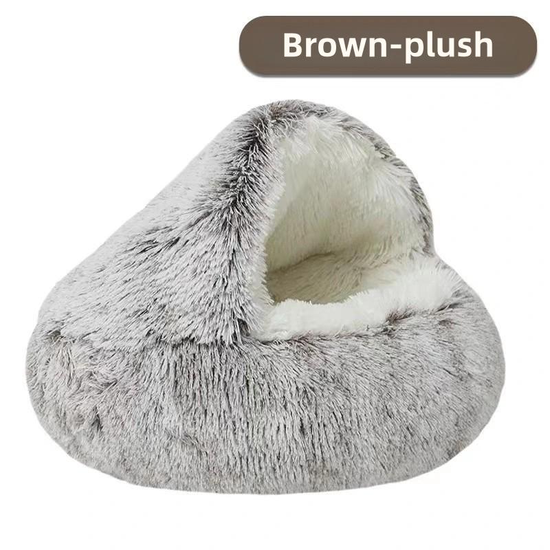 Otoño Invierno Cama Suave de Felpa para Mascotas y Cama para Mascotas Invierno Cálido y Frío Felpa/Forro Polar Corto Edredón Nido Concha Nido para Gatos Semicerrado Nido para Gatos