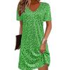 Summer new European and American V-neck floral short-sleeved dress casual vacation style women's clothing