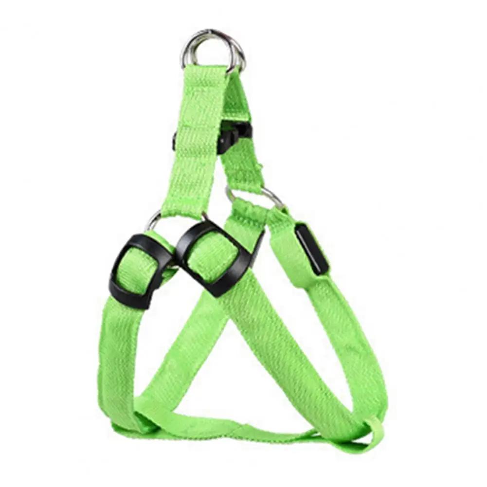 

USB Rechargeable Adjustable LED Dog Harness Glow in The Dark Safety Vest Light Up Collar Leash Set for Small Medium Dogs S зелёный