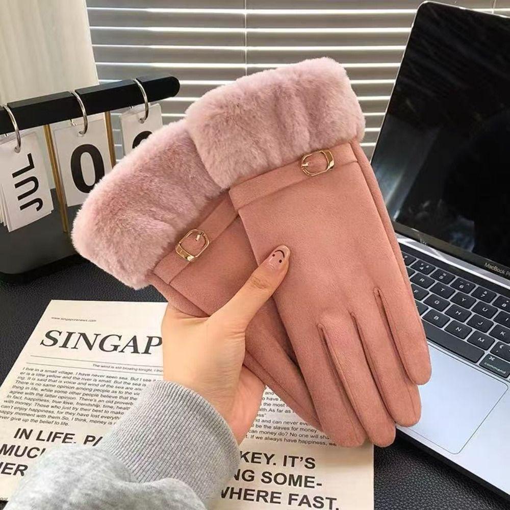 Soft Full Fingers Mittens  Women Winter Gloves Casual Suede Gloves  Girls