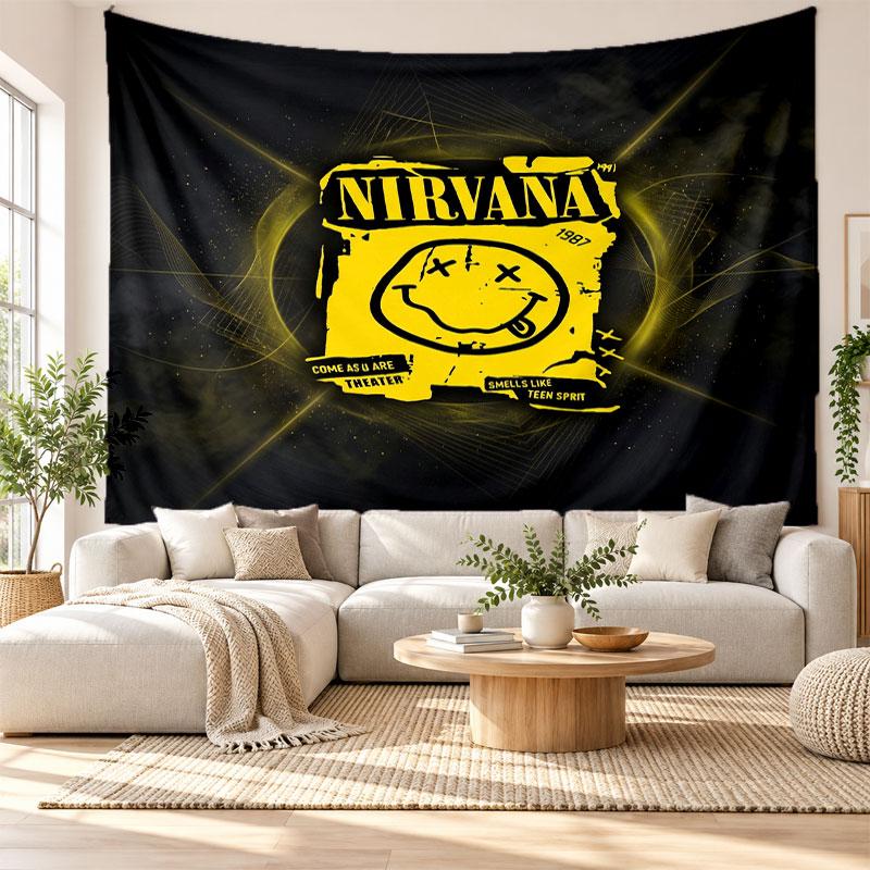 Nirvana Wall Tapestry, Soft Fabric Wall Hanging, Decorative Backdrop For Bedroom Home Wall Art