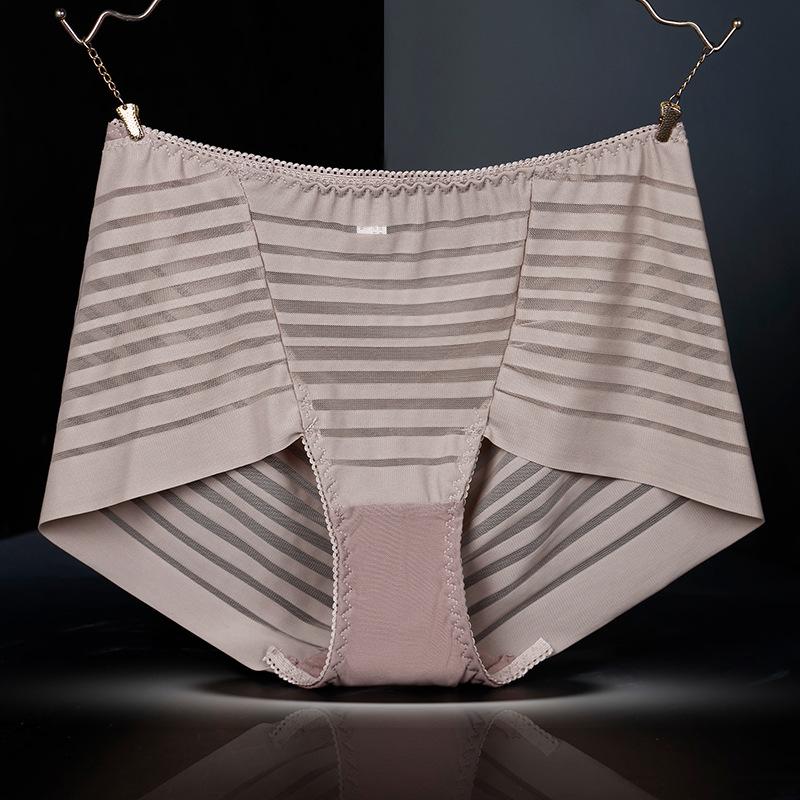 Sexy Lace Mesh Transparent Panties High Waist Women Fashion Briefs Cotton Crotch Plus Size 100kg Boyshorts Ladies Underwear