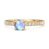 Moonstone Classic Solitaire Pave Band Ring - 925 Sterling Silver Gold Vermeil