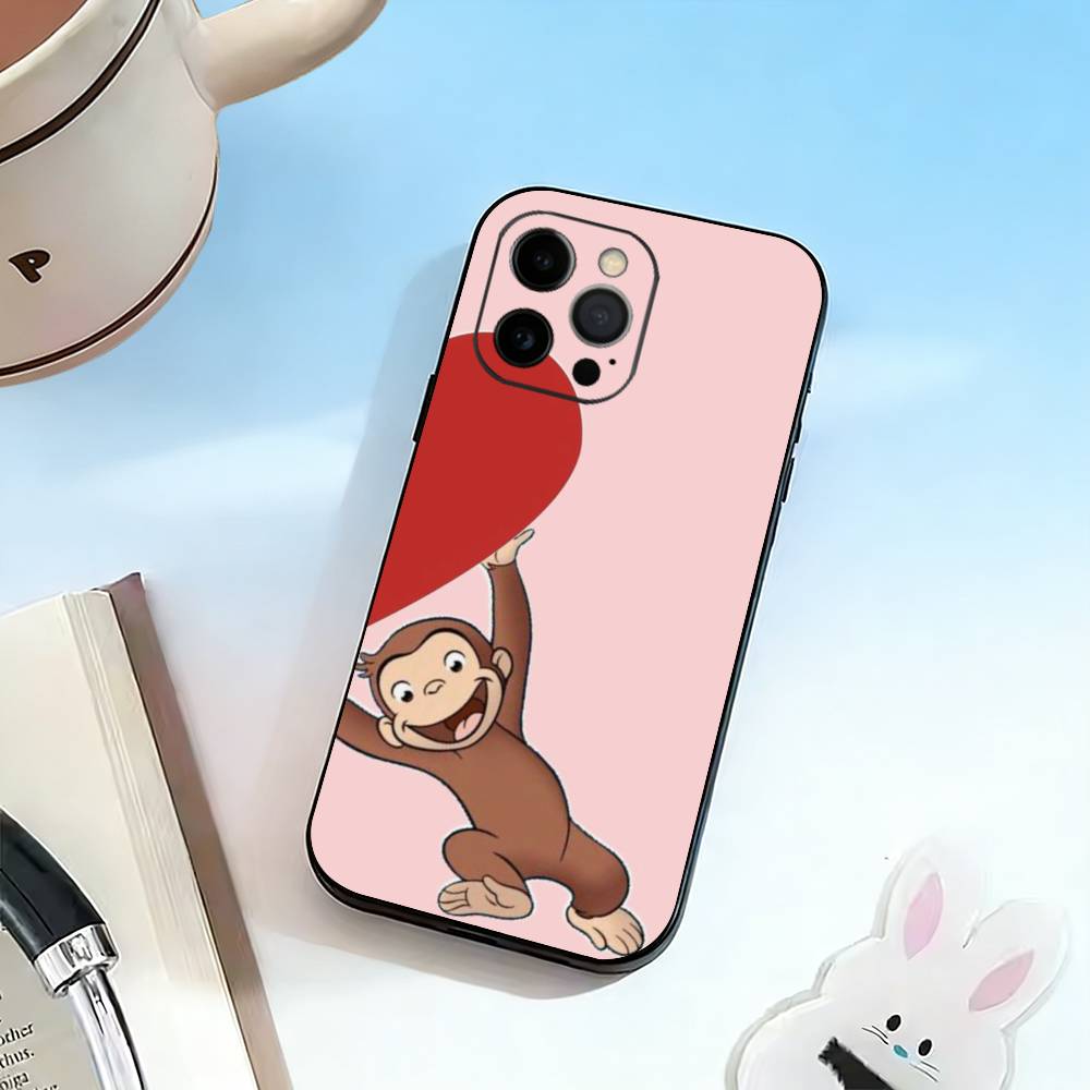 

M-C-Monkey-Curious George Phone Case Silicone Soft For IPhone 17 16 15 14 13 12 11 X XR Plus Pro Max Plus iPhone16