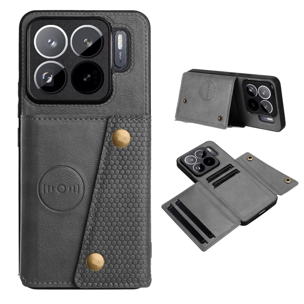 For Xiaomi 15S Pro Case with Card Slots Kickstand Leather + TPU Phone Cover