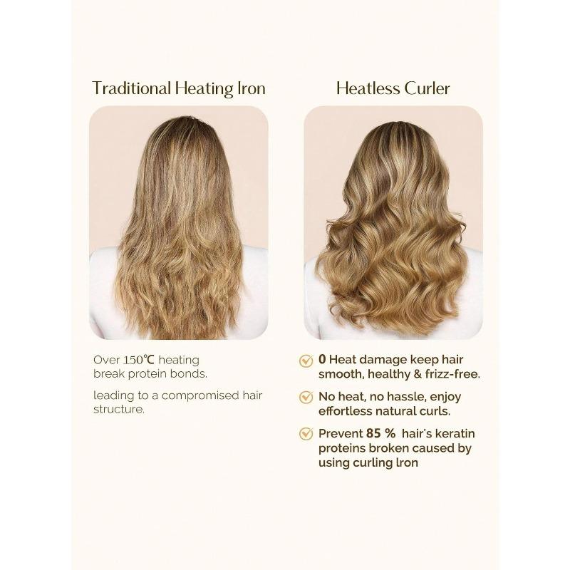 4pcs No-Heat Hair Curlers, Can Be Worn To Sleep Without Heating, Super Soft Ribbon Wrapped For Long Hair, Includes Hair Ties And Clips