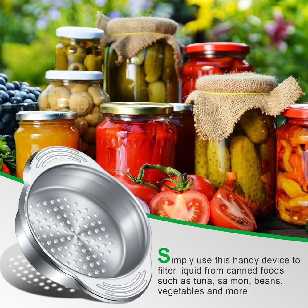 1 Pcs Can Filter Stainless Steel Canning Colander Vegetable and Fruit Can Filter Suitable for Beans Vegetables and Fruits Tuna