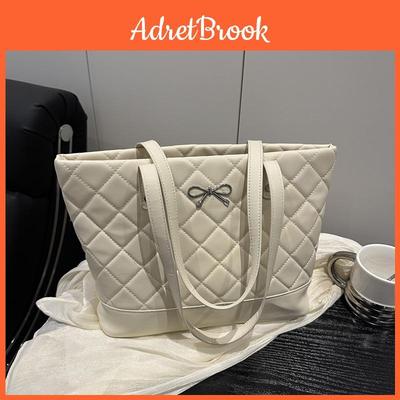 Pu Quilted Tote Bag With Zipper Closure For Casual Streetwear Style