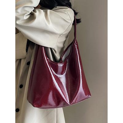 Vintage-Einkaufstasche für Damen, neue hochwertige, schlichte, weiche Leder-Unterarmtasche mit großem Fassungsvermögen, Umhängetasche