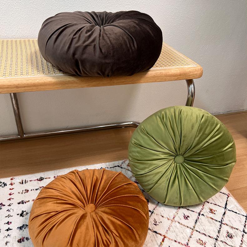 Pumpkin Pillow Solid Color Round Living Room Sofa Pillow Chair Cushion Bedside Window Lazy Seat Cushion with Core