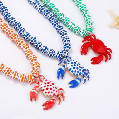 Women'S Acrylic Red Crab Pendant Necklaces Pool Accessories Ocean Style Crab Hip Hop Necklace Pendant Party Jewelry Decor