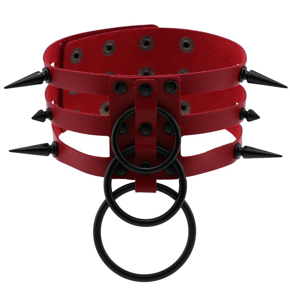 Fashion Women Men Black Rivet Leather Bondage Choker Necklace Punk Circle Spike Goth Collar Harajuku Necklaces Emo Witch Jewelry