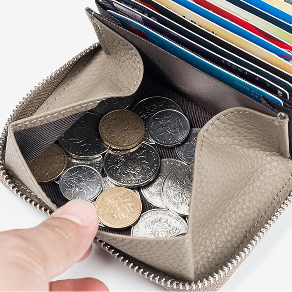 Yocipa Genuine Leather Mini Wallet, Bifold, Anti-Skimming, Card Case, Coin Purse, Multifunctional, Popular Leather Compact Wallet for Women (Fruit