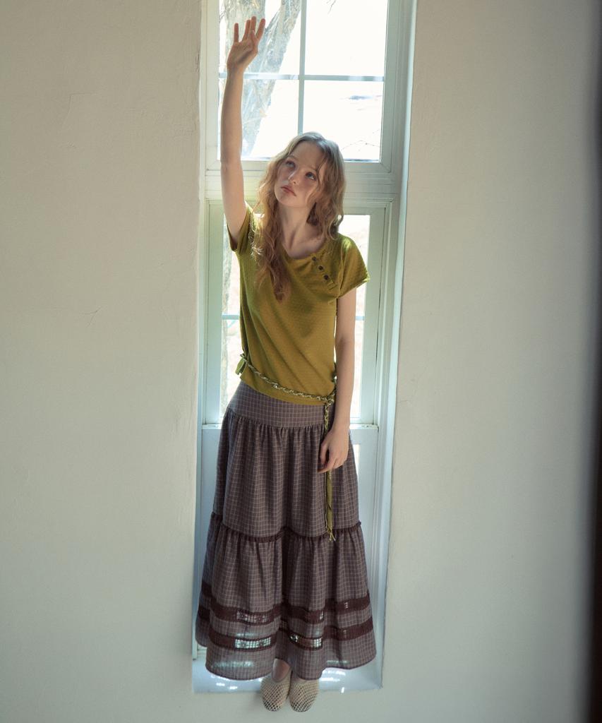 Aueonoseuteljia Mora Lace Check Tiered Skirt_Dark Purple(Ob6Sk14)