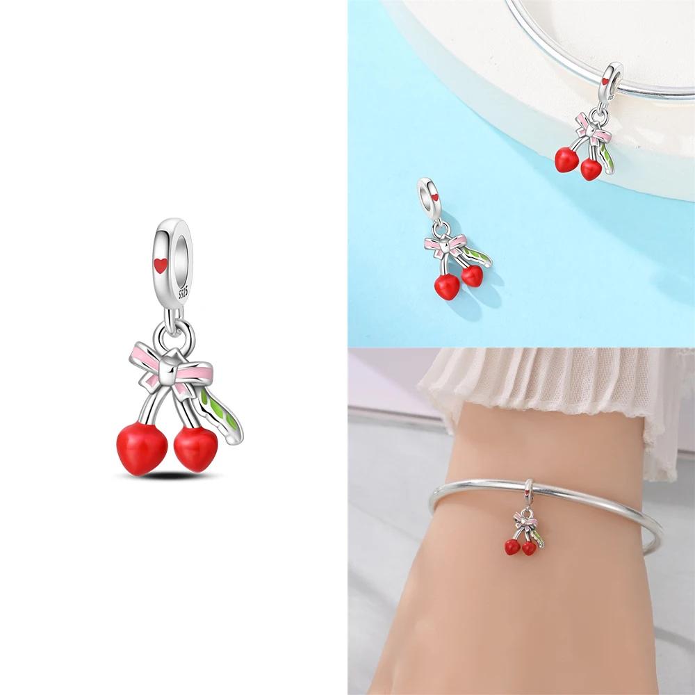 Original Strawberry Cherry Apple Avocado Fruit Charms Fit Bracelets Fine Diycopper Color Beadsbirthday Jewelry Gift
