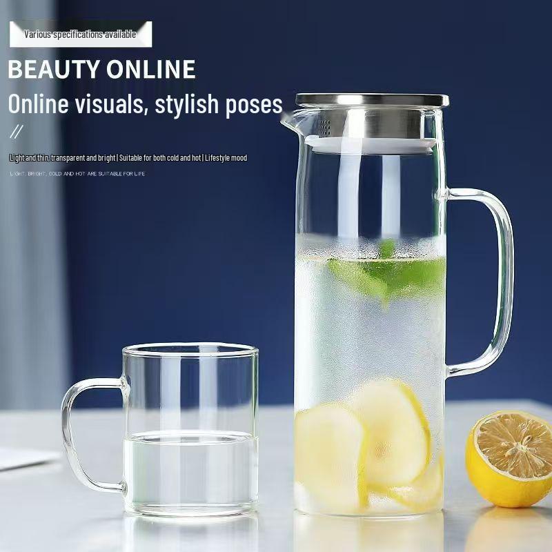 Borosilicate Glass Tea & Cold Drink Pot with Bamboo Lid – High-Temperature Resistant