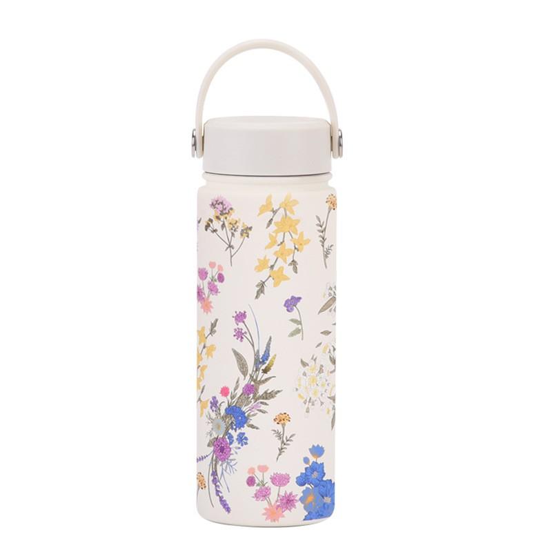 Stainless Steel Insulated Water Bottle 550ml Wide Mouth Portable Travel Mug With Handle Outdoor Gym Office