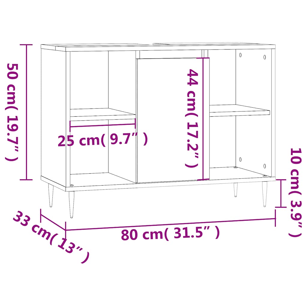Bathroom Cabinet Sonoma Oak 80 x 33 x 60 cm Particleboard