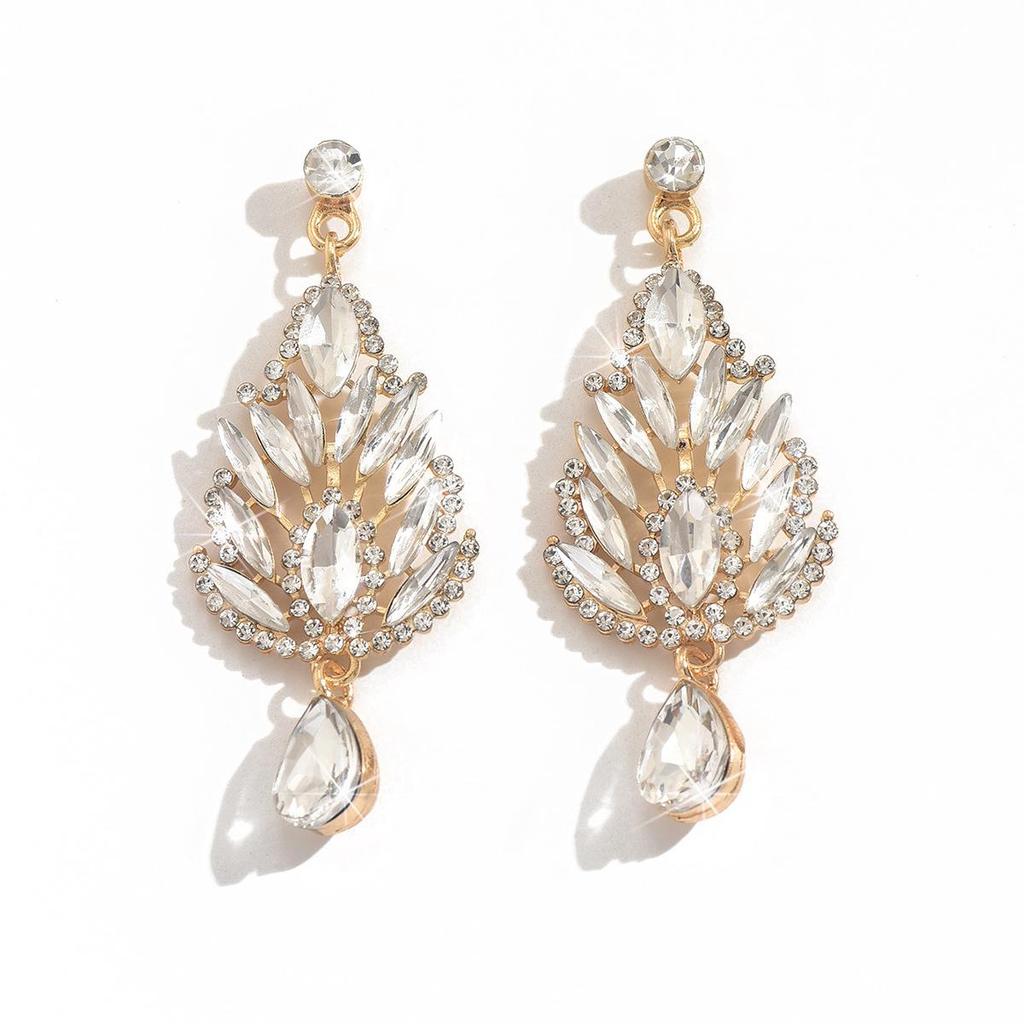 Elegant Rhinestone Crystal Long Earrings - Shiny Luxury for Evening Parties & Weddings