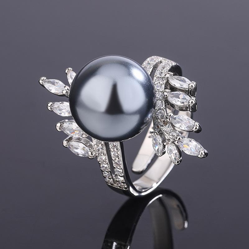 

Ювелирные изделия Медное основание Позолоченное Барочный жемчуг Темперамент Кольцо с бриллиантами Женское 12 мм