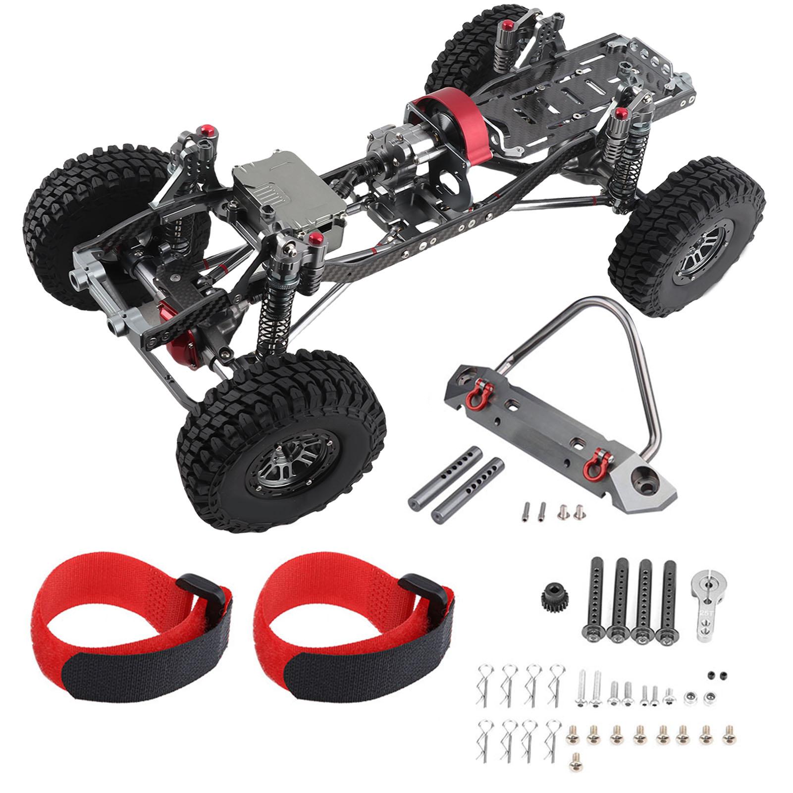 

RC Car Chassis Kit, RC Car Frame Set with CNC Aluminum Alloy Winch Mount Carbon Frame for 31300CMm Wheelbase