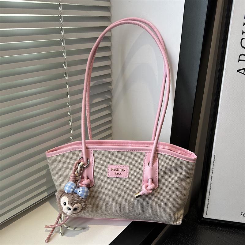 Spring and Summer New Versatile Contrasting Colors Single Shoulder Underarm Small Bag Women's 2025 Fashion Trend Travel Commuter Tote Bag