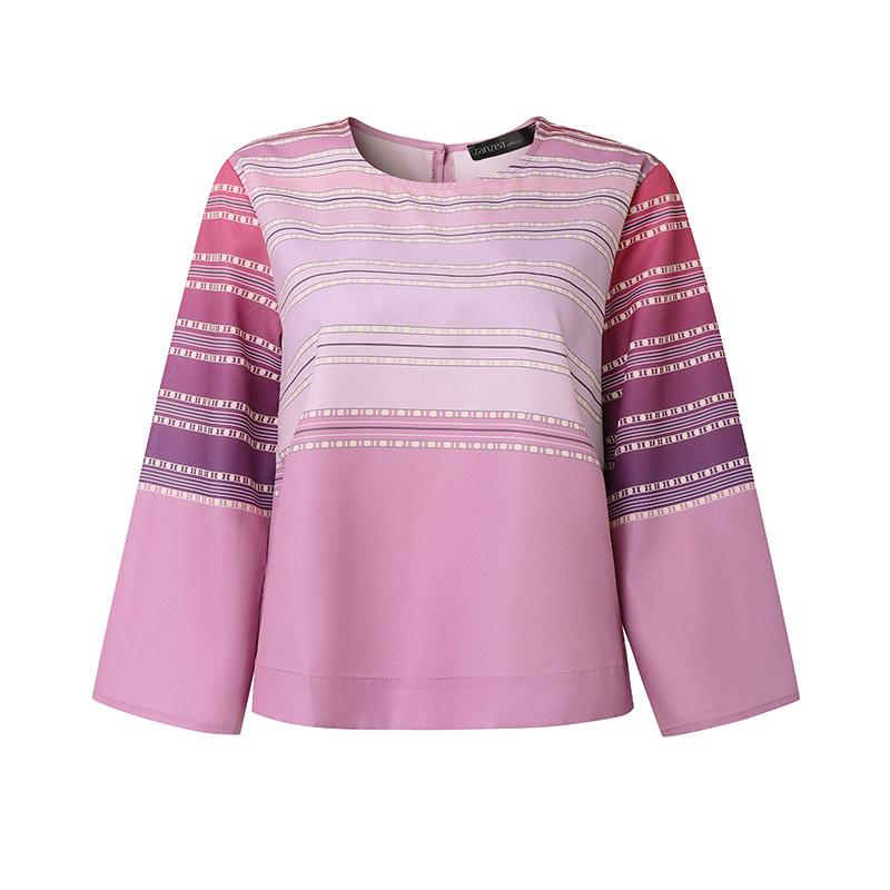 

ZANZEA Женская повседневная блузка в полоску с круглым вырезом и рукавом 3/4 5XL розовый